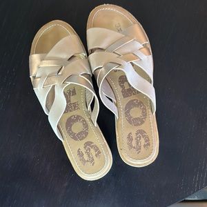 Sorel rose gold leather sandals